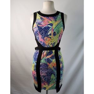 Anthropologie Fun Tropical Neon Lace Cutout Dress